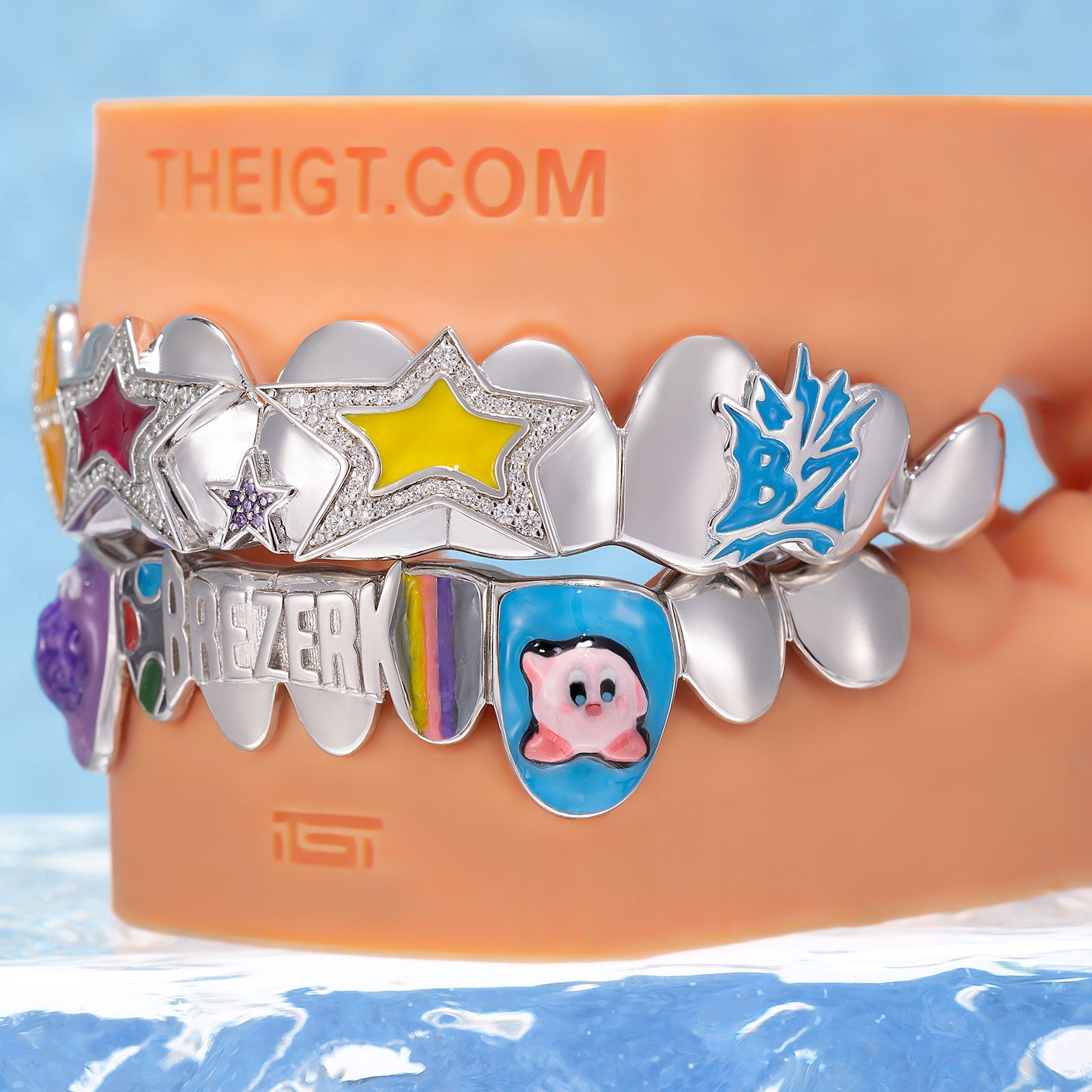 Multi Enamel Pop Star Iced Script Grillz