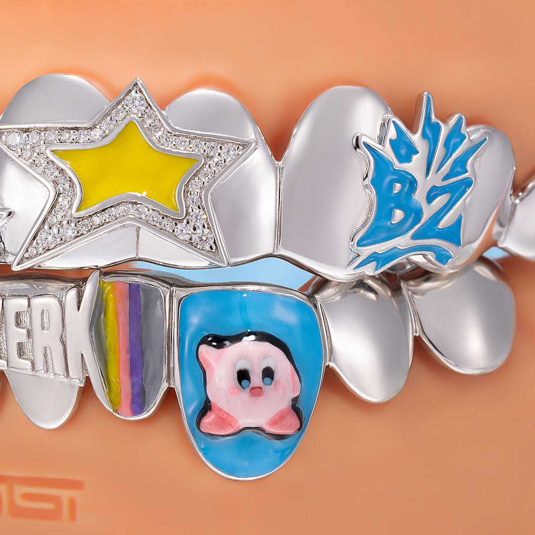 Multi Enamel Pop Star Iced Script Grillz