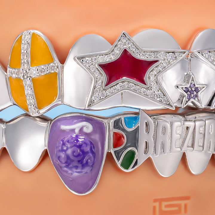 Multi Enamel Pop Star Iced Script Grillz