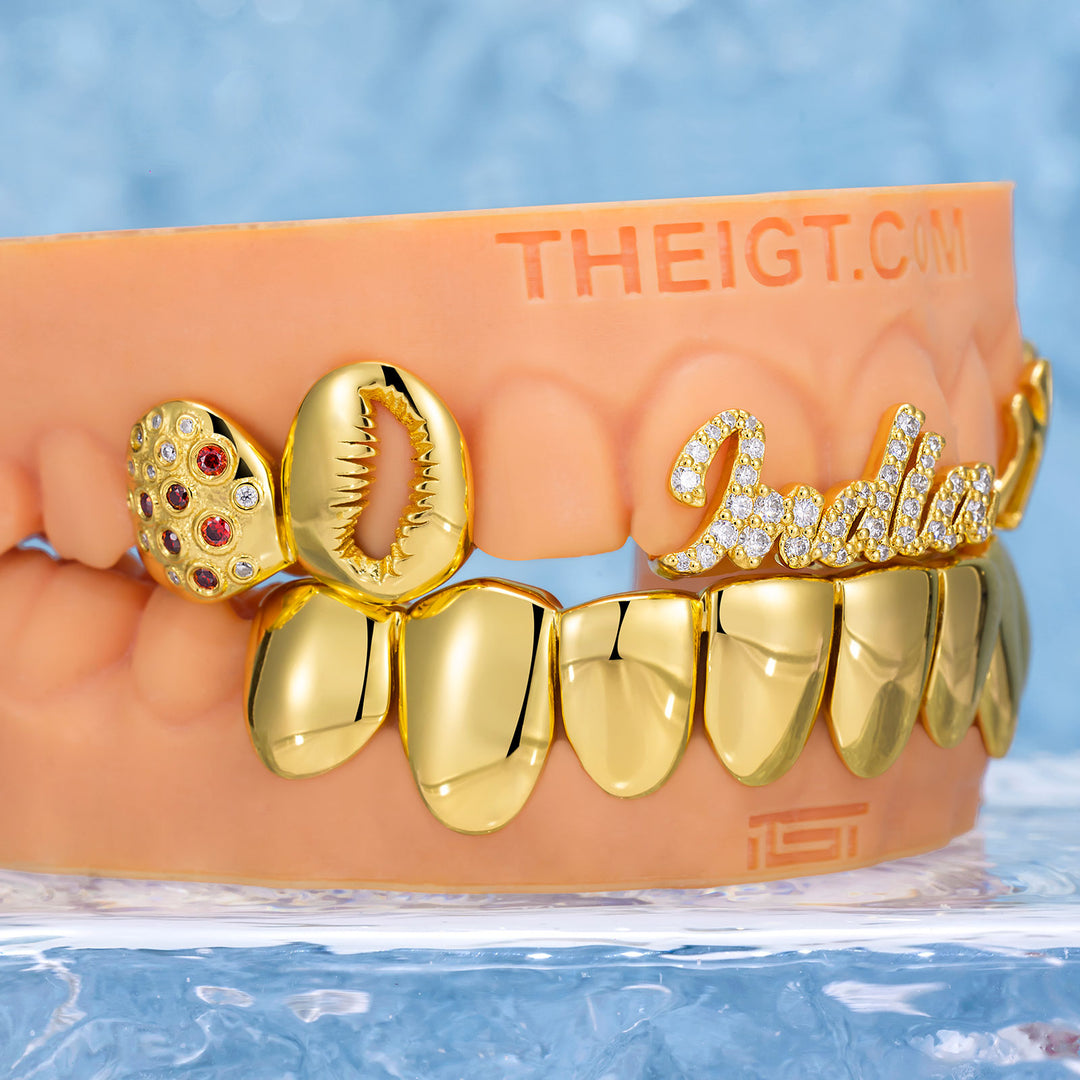 NYC Feather & Gold Grillz