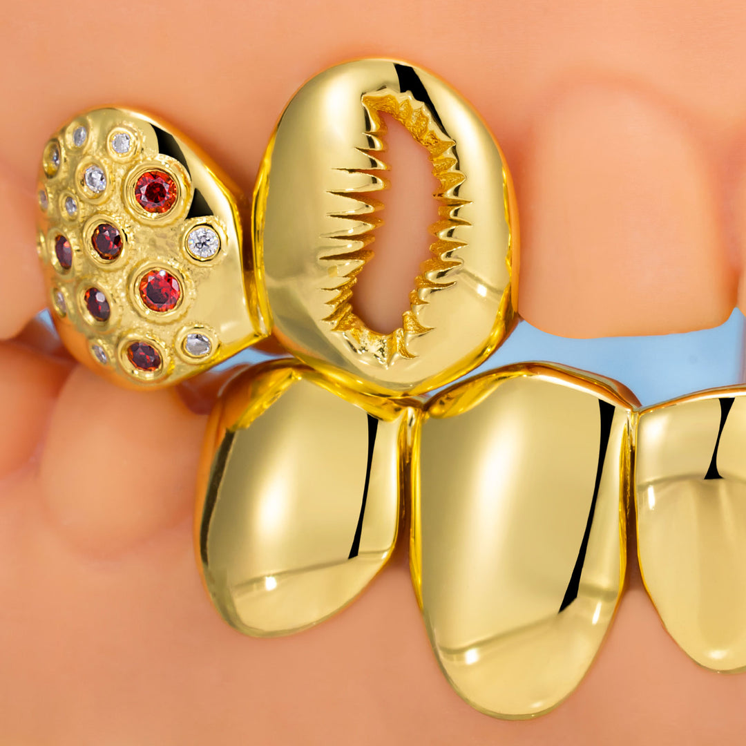 NYC Feather & Gold Grillz