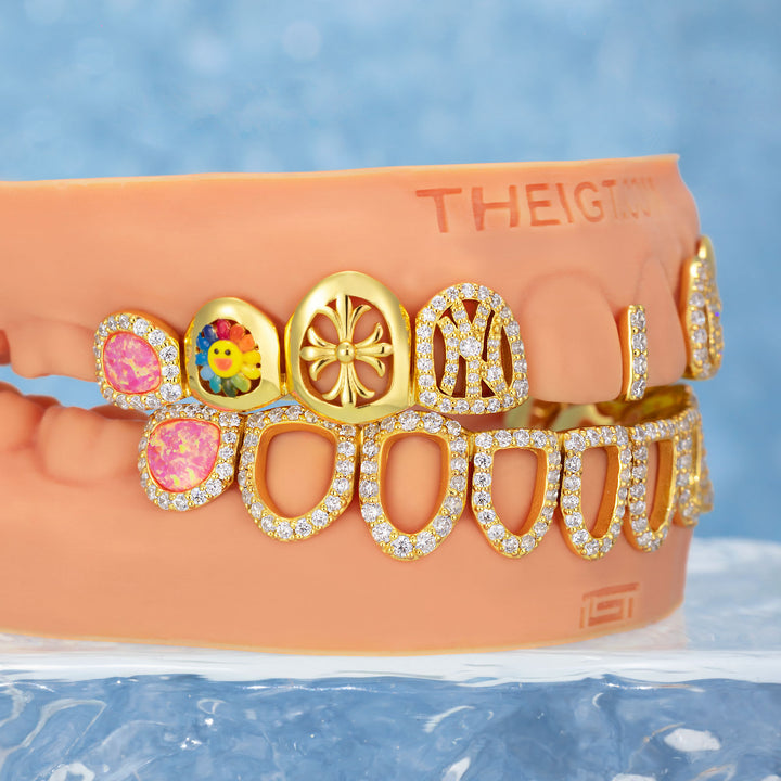 NY Cross Sunflower Opal Diamond Grillz