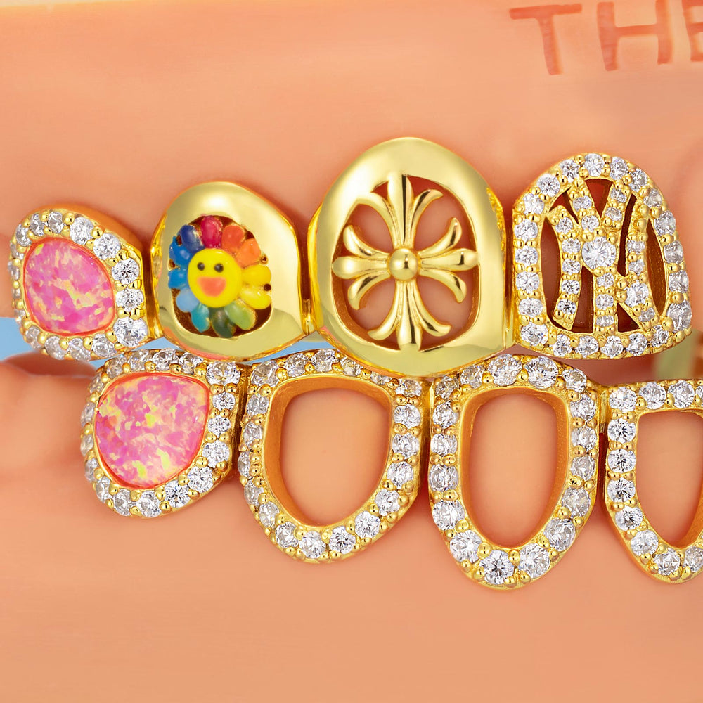 NY Cross Sunflower Opal Diamond Grillz