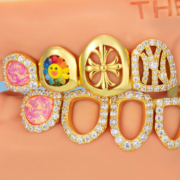 NY Cross Sunflower Opal Diamond Grillz