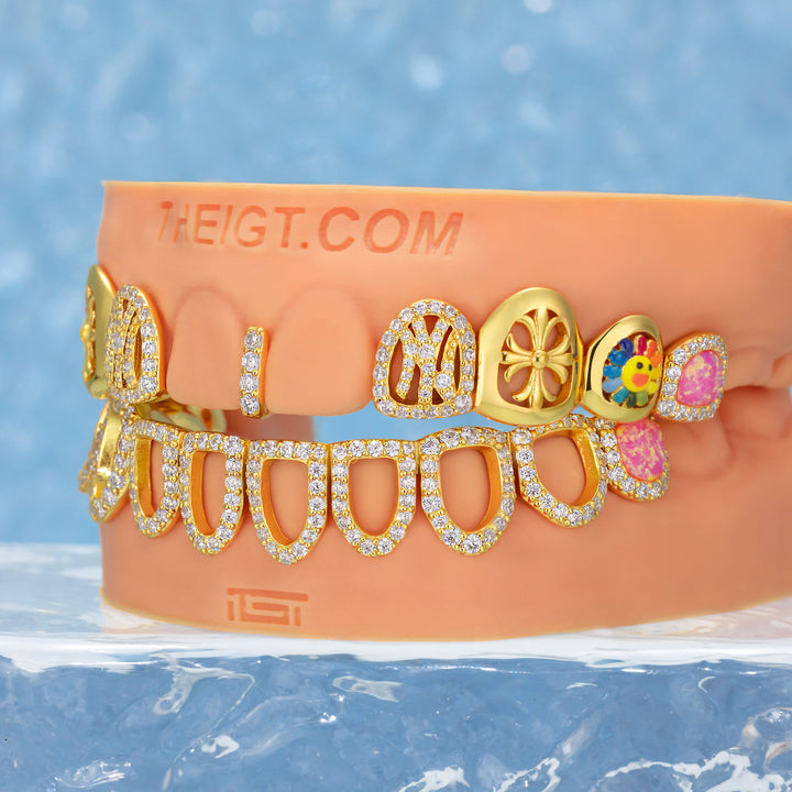 NY Cross Sunflower Opal Diamond Grillz