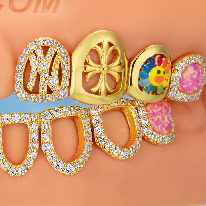 NY Cross Sunflower Opal Diamond Grillz
