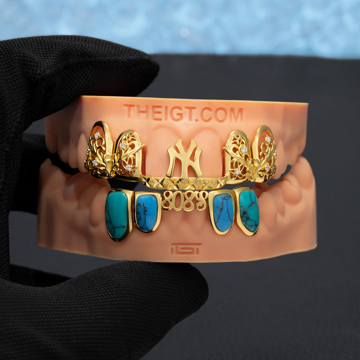 "NY & 808s" Turquoise Baroque Grillz