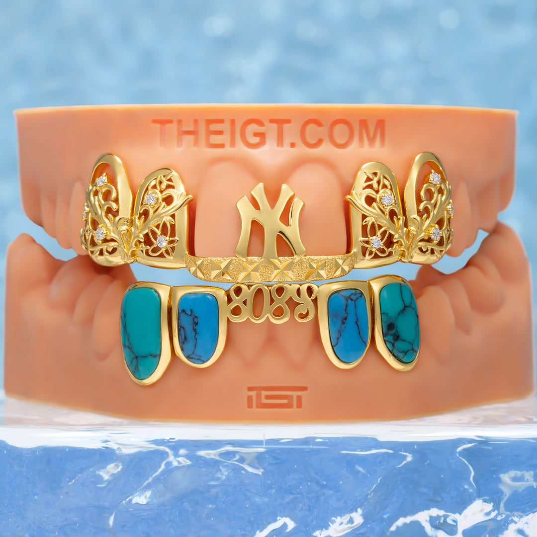 "NY & 808s" Turquoise Baroque Grillz