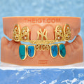 "NY & 808s" Turquoise Baroque Grillz