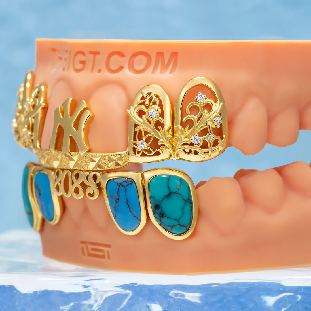 "NY & 808s" Turquoise Baroque Grillz
