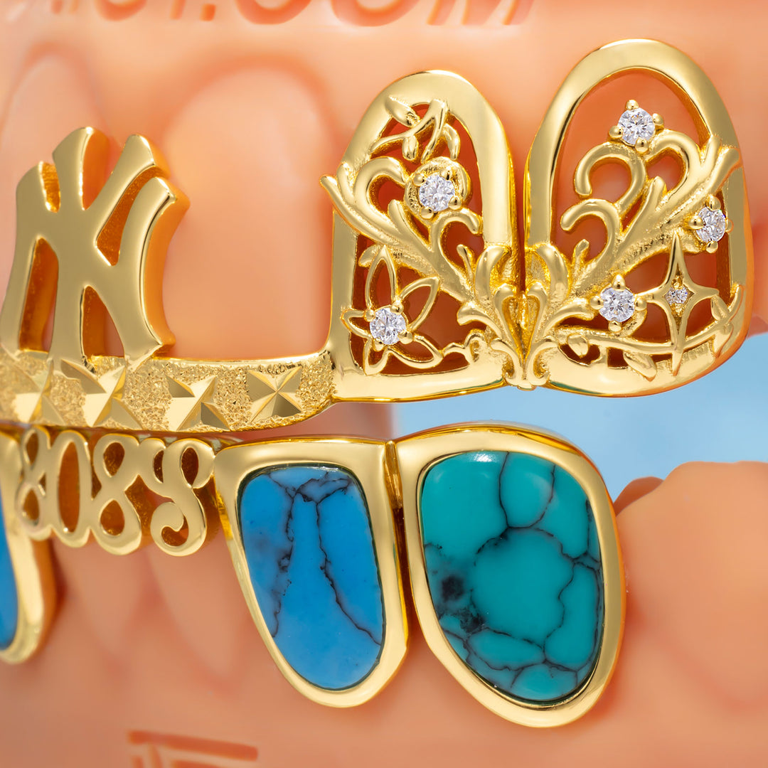 "NY & 808s" Turquoise Baroque Grillz