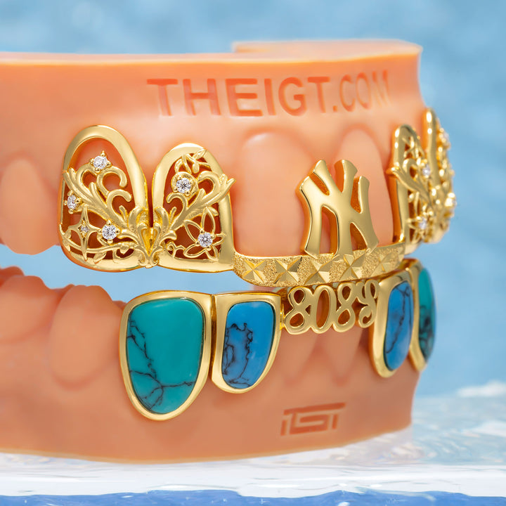 "NY & 808s" Turquoise Baroque Grillz