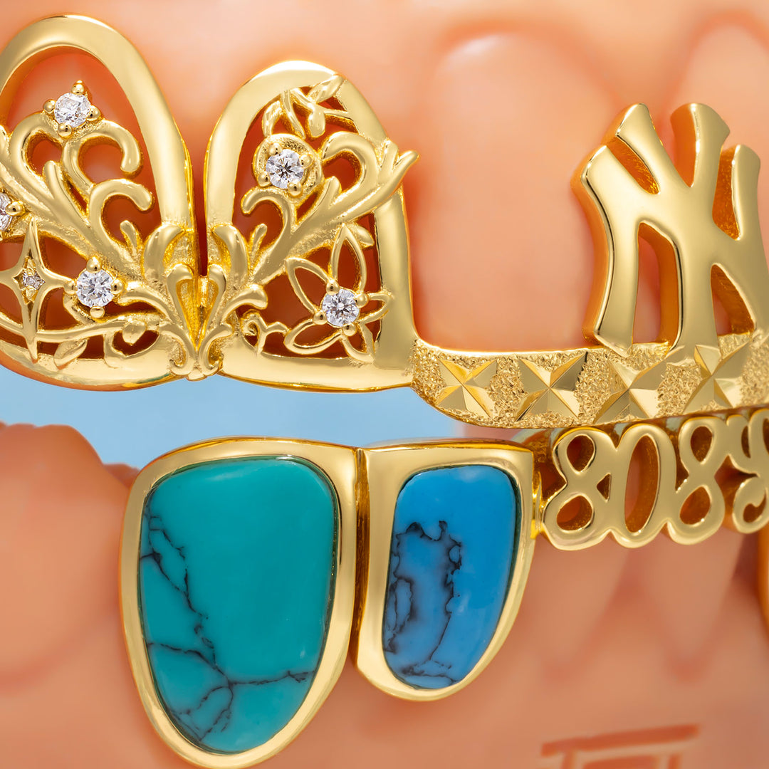 "NY & 808s" Turquoise Baroque Grillz