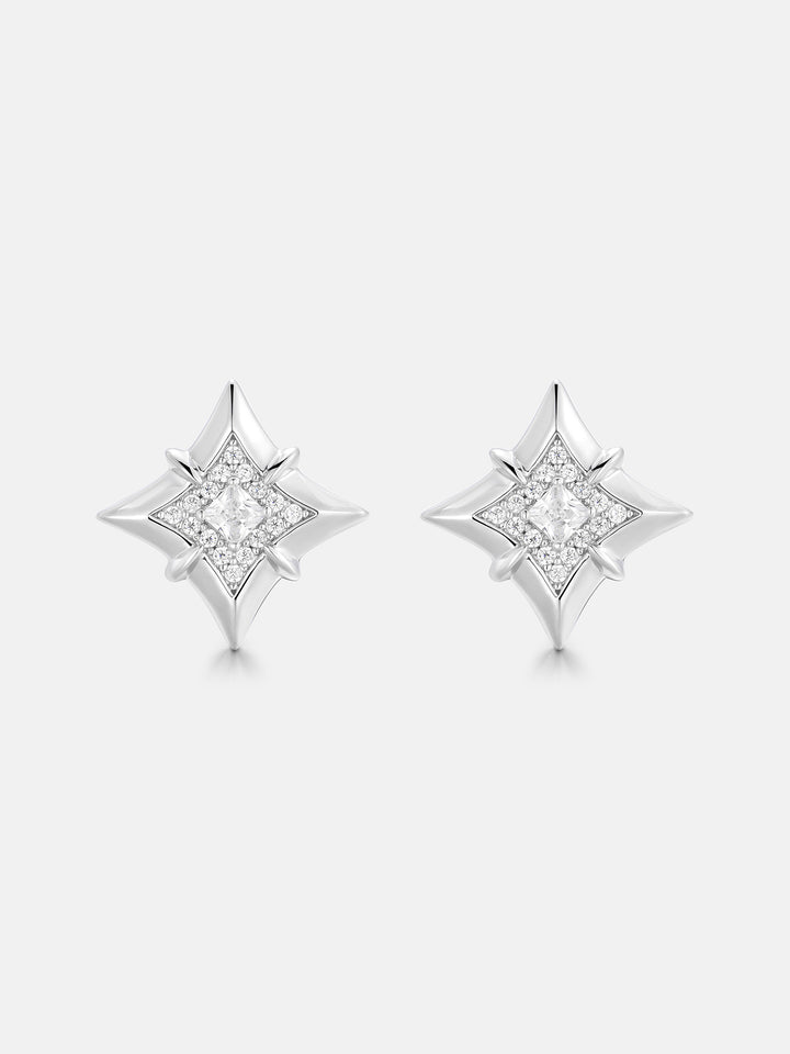 North Star Princess Cut Moissanite Stud Earrings