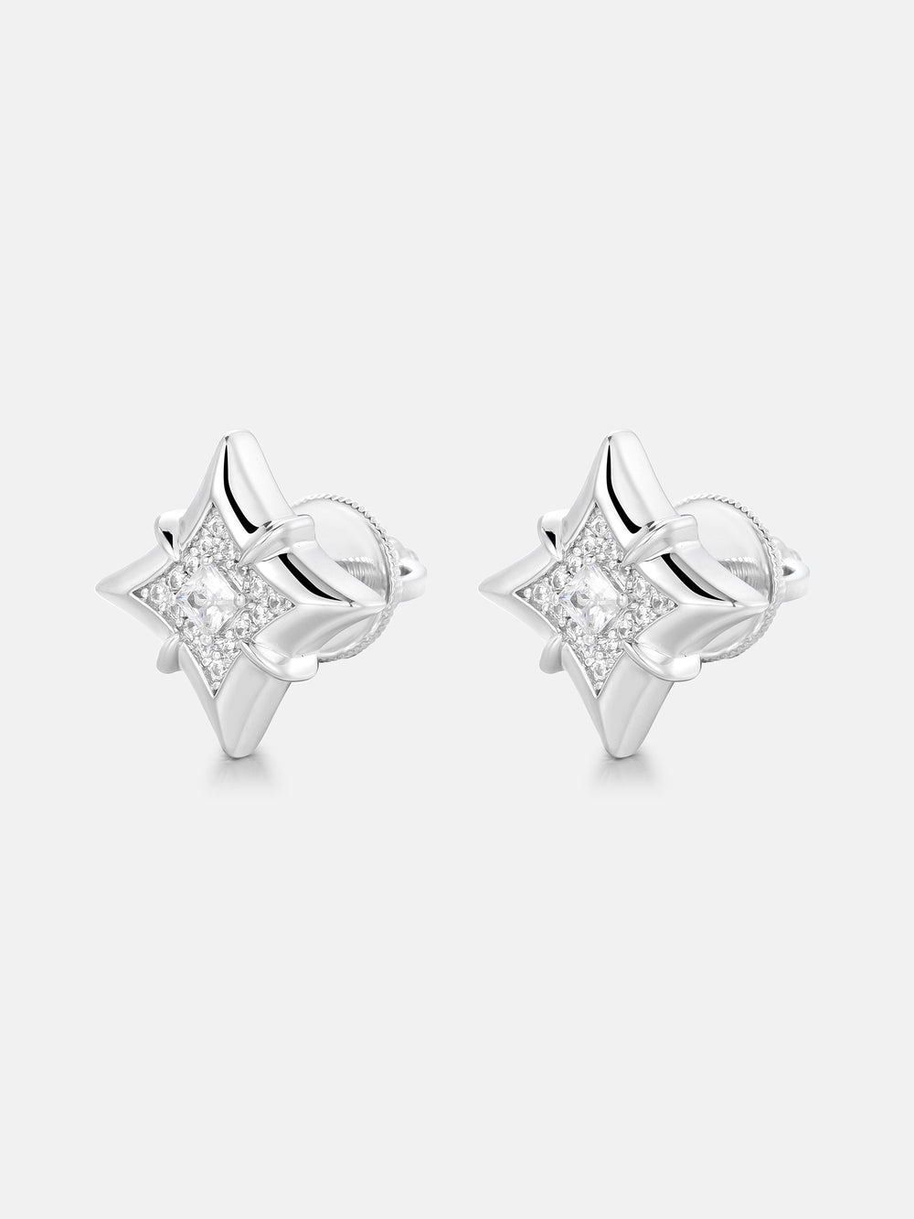 North Star Princess Cut Moissanite Stud Earrings