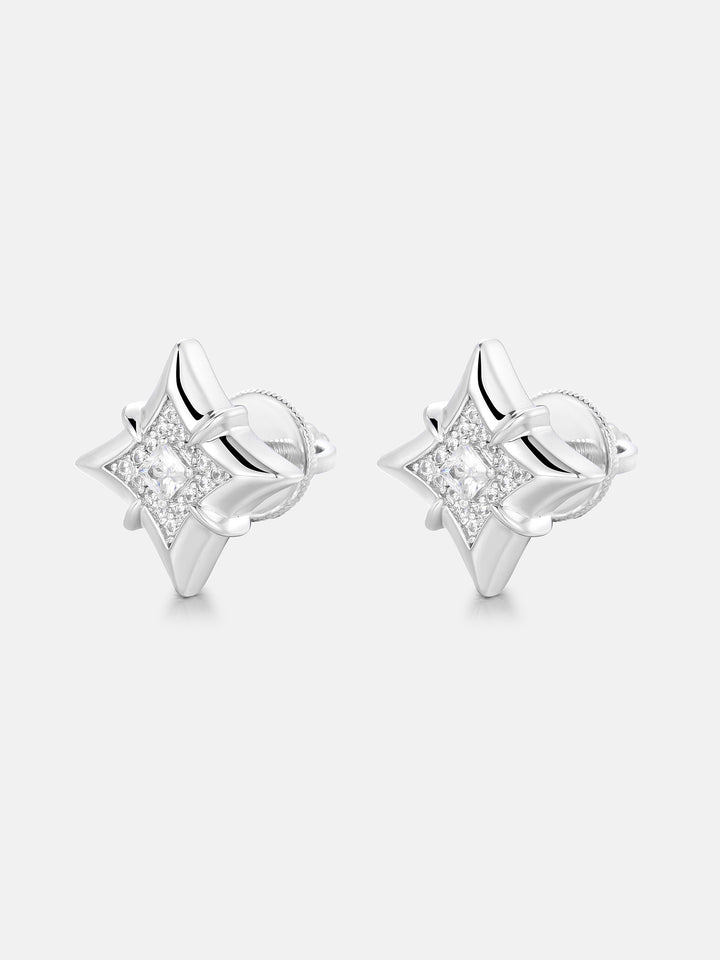 North Star Princess Cut Moissanite Stud Earrings