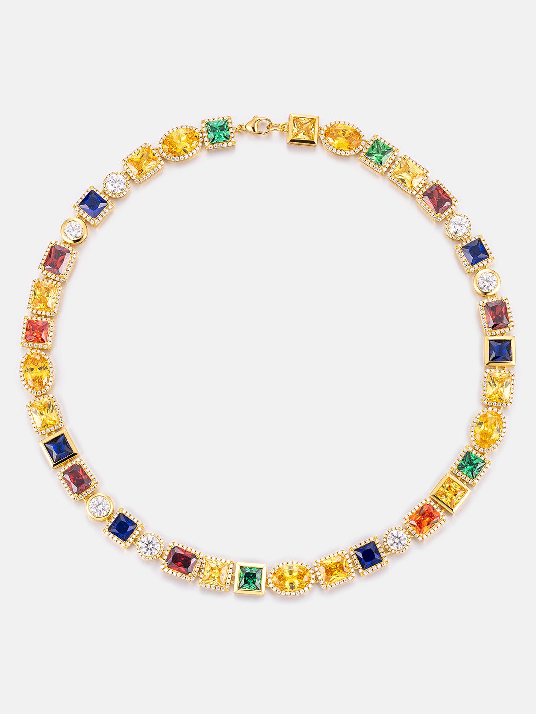 OBJ S925 Moissanite Multi Gemstone Chain In Yellow Gold