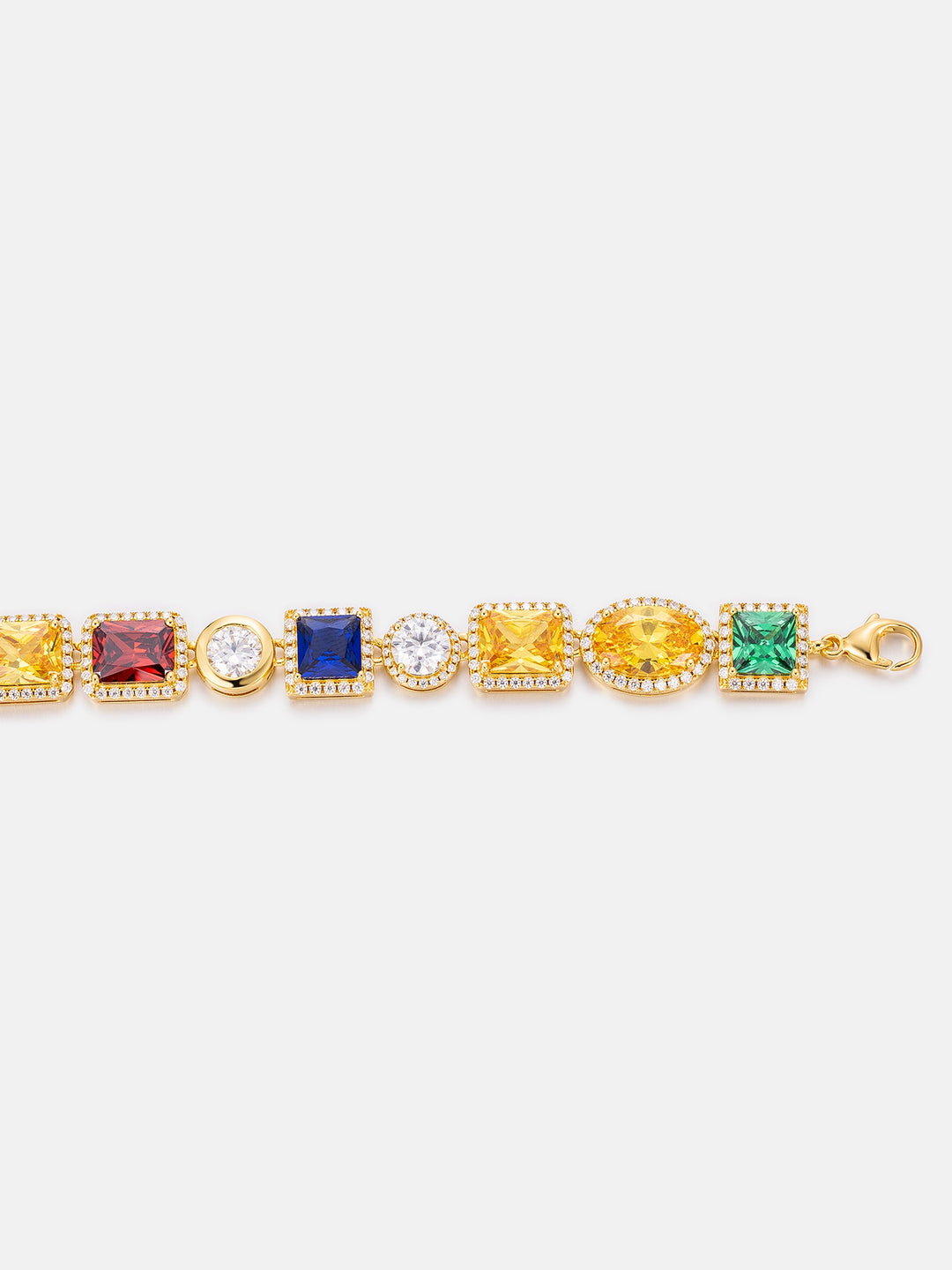 OBJ S925 Moissanite Multi Gemstone Chain In Yellow Gold