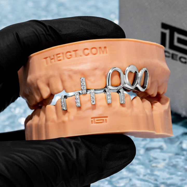 Open Face With Diamond Gap Bar Grillz
