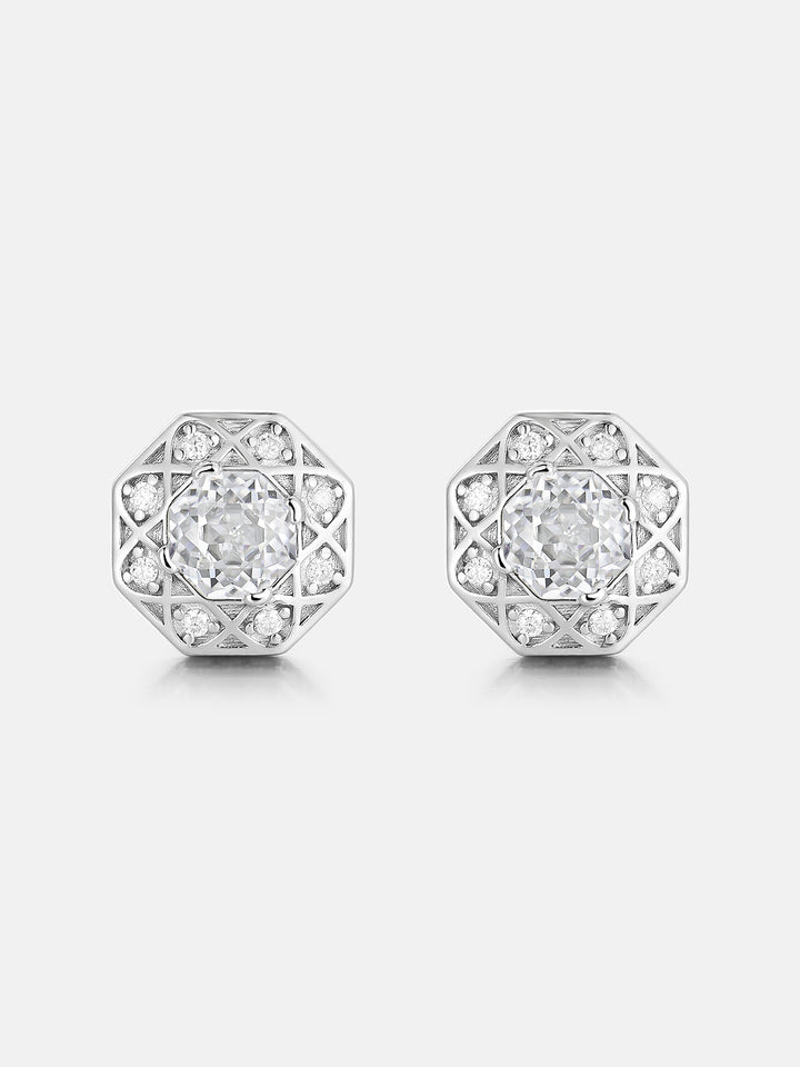 Octagonal Cut Moissanite Atomic Wire Earrings