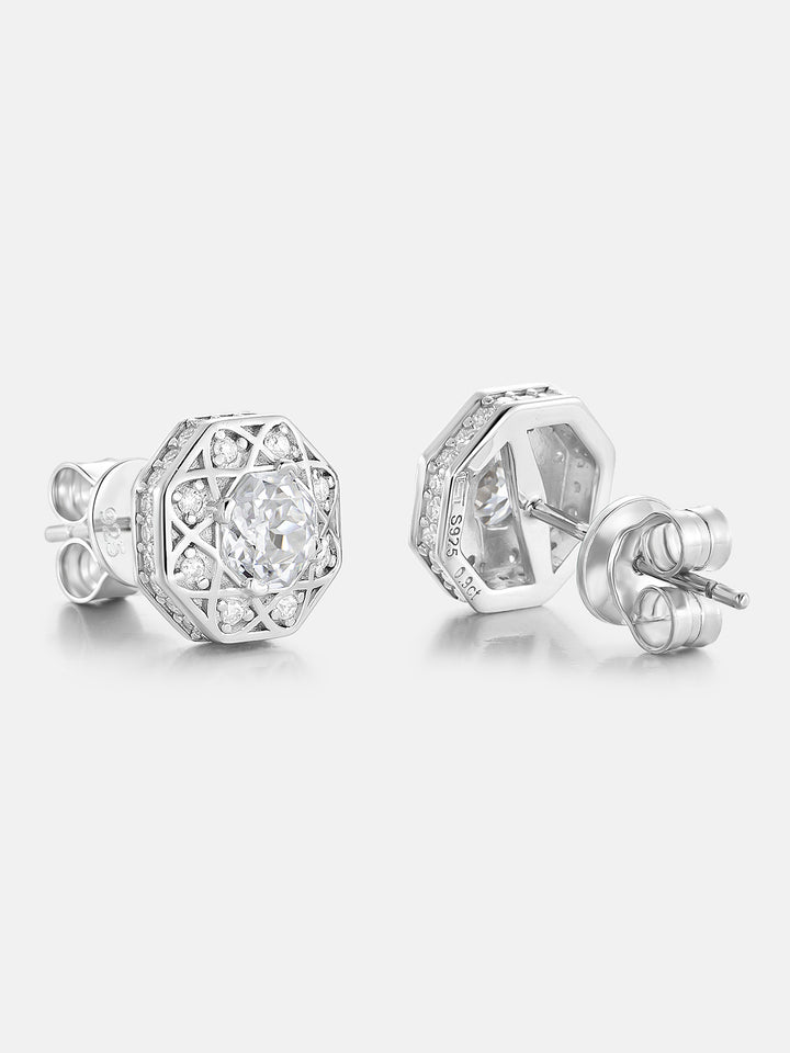 Octagonal Cut Moissanite Atomic Wire Earrings