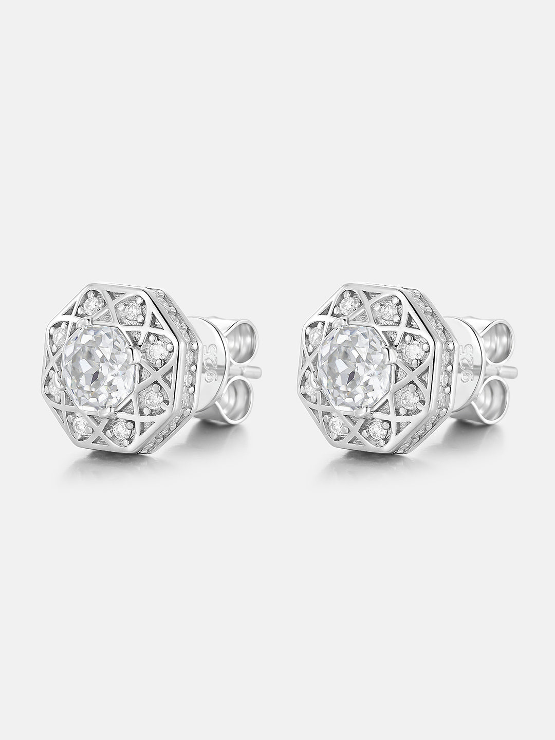 Octagonal Cut Moissanite Atomic Wire Earrings