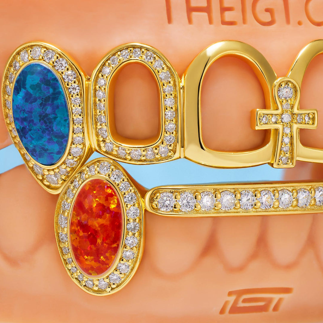 Opal Fang & Center Ankh Grillz