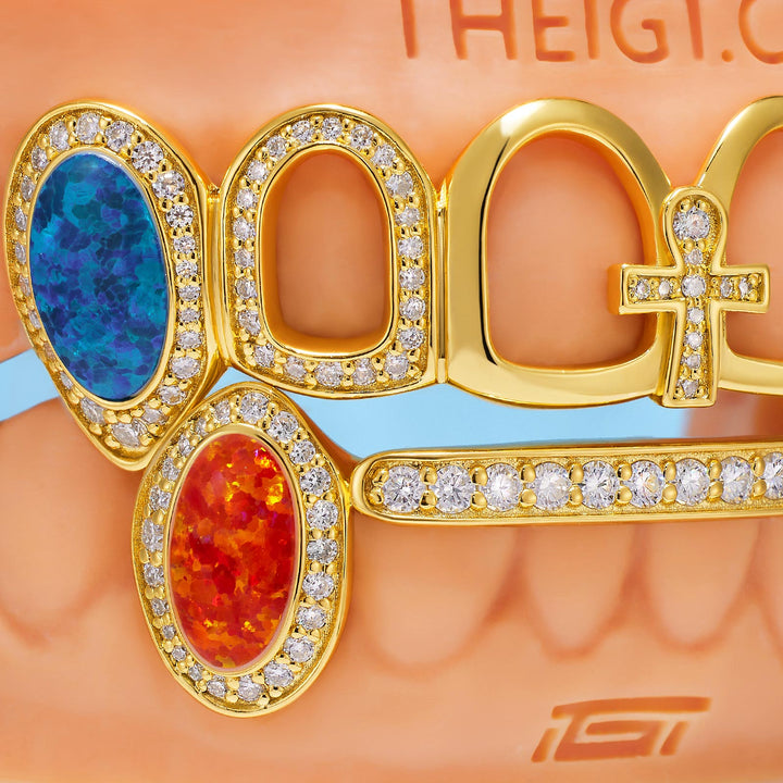 Opal Fang & Center Ankh Grillz
