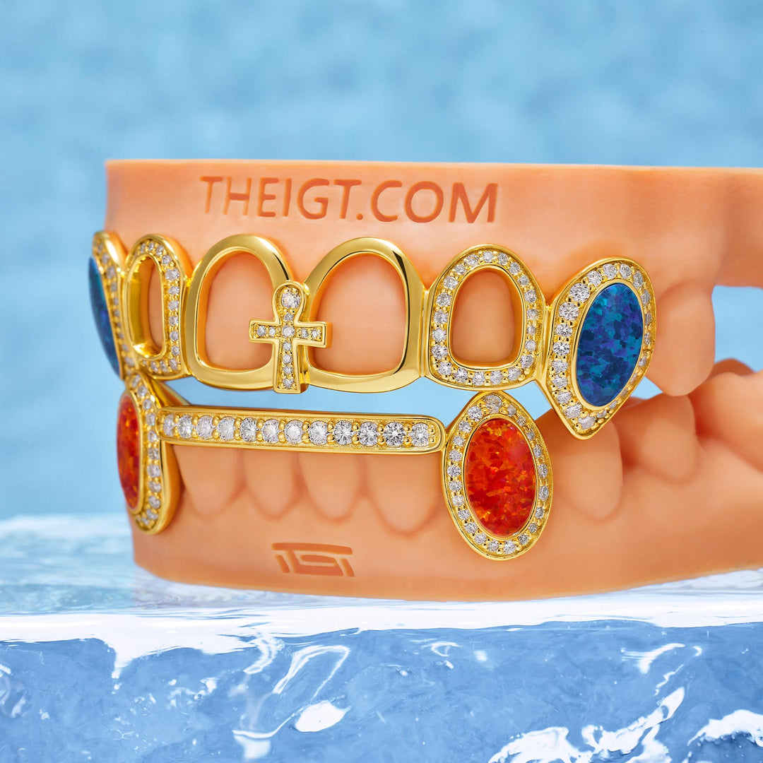 Opal Fang & Center Ankh Grillz