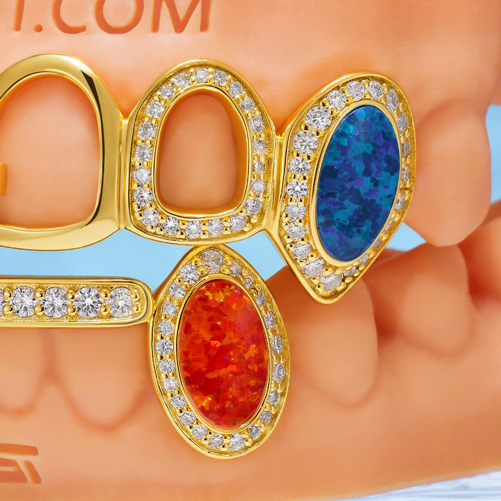 Opal Fang & Center Ankh Grillz