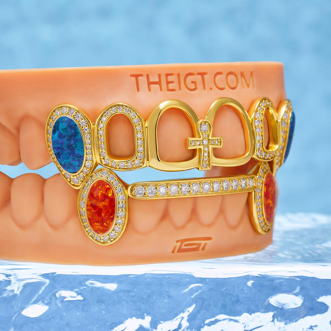 Opal Fang & Center Ankh Grillz