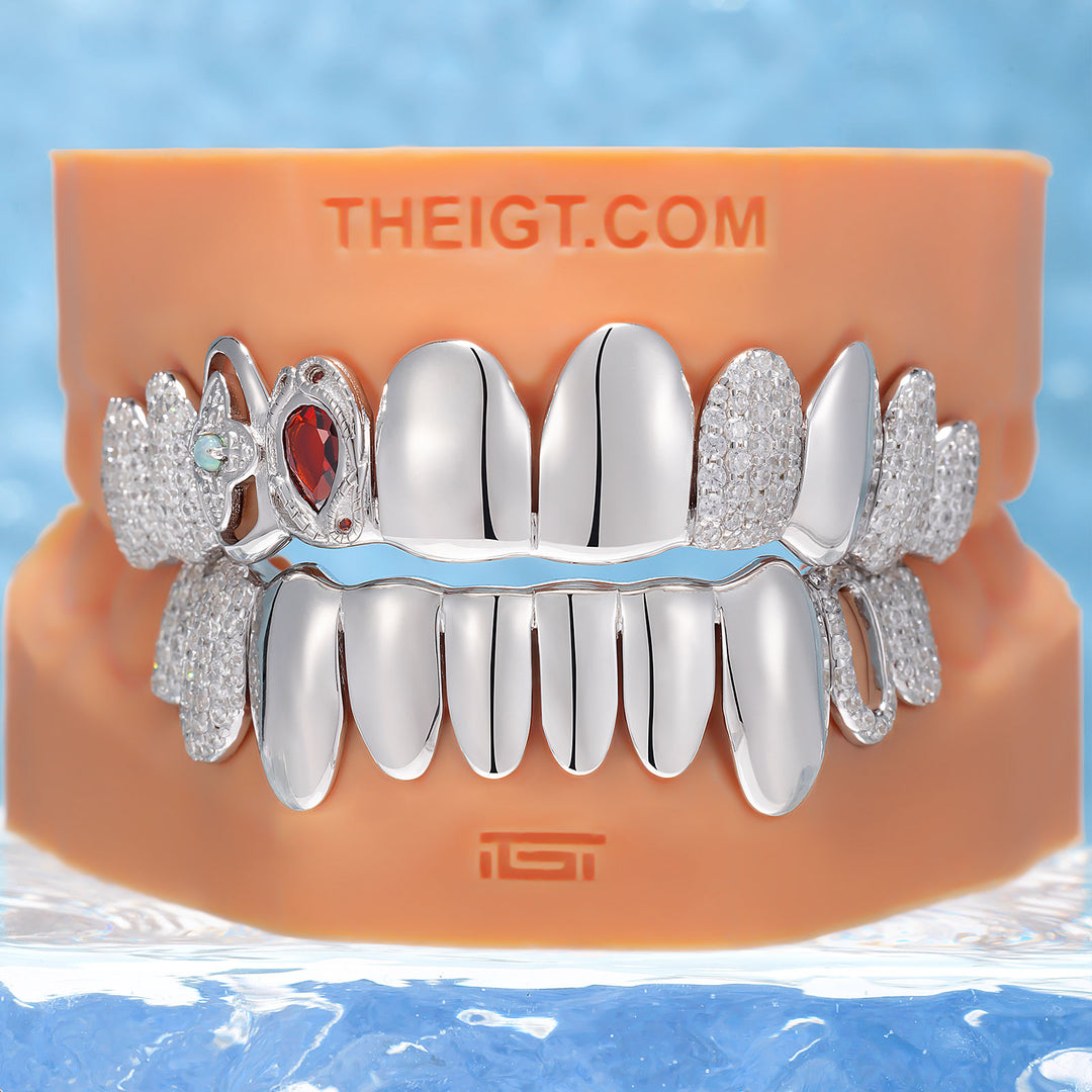 Opal Flower Cutout Snake Pavé Grillz