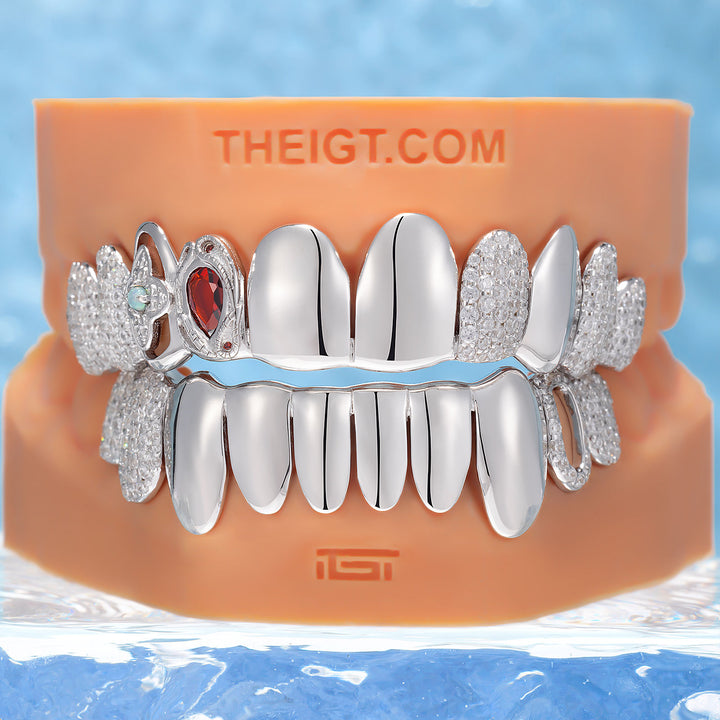Opal Flower Cutout Snake Pavé Grillz
