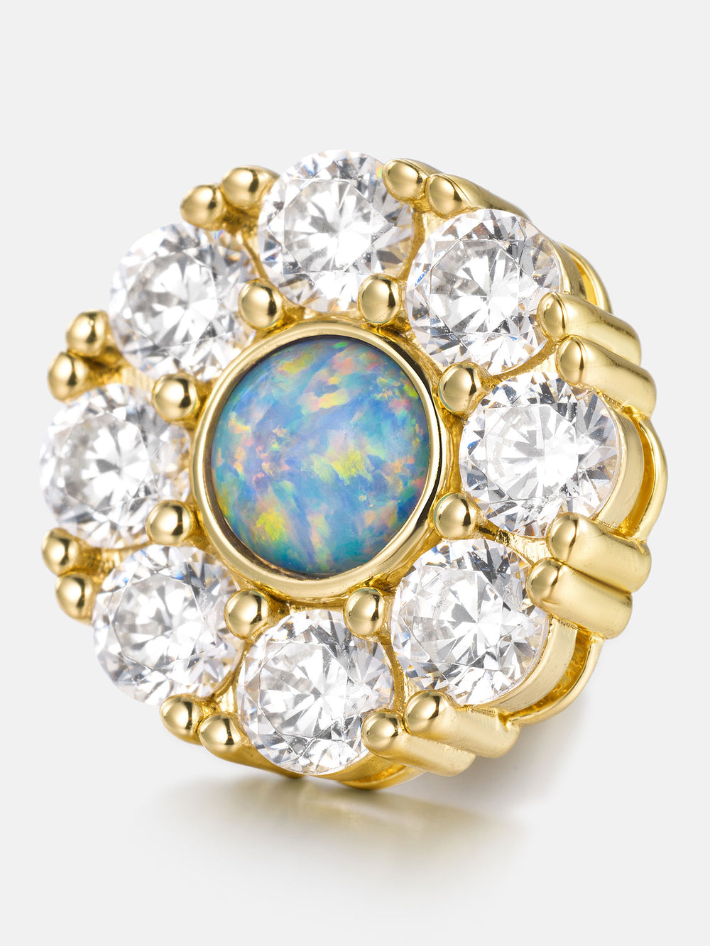 Opal Flower Moissanite Halo Stud Earrings