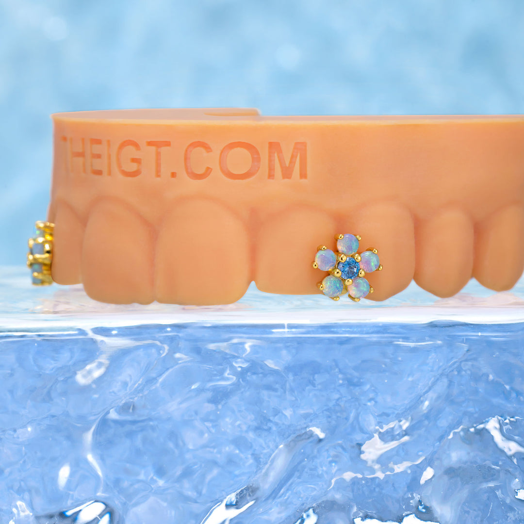 Opal Flower Spacer Grillz