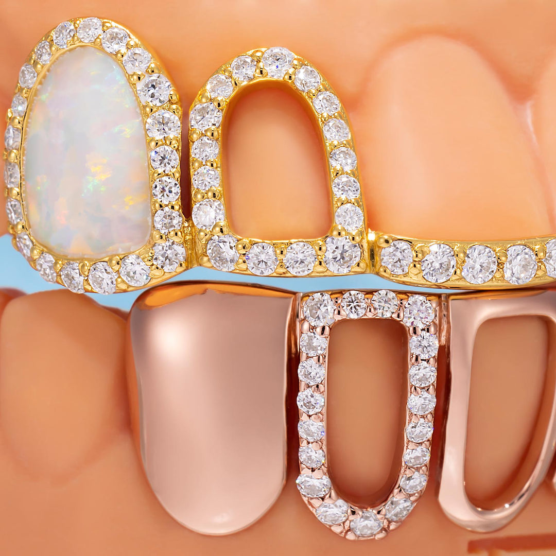 "Opal Halo" Iced Open-Face Grillz