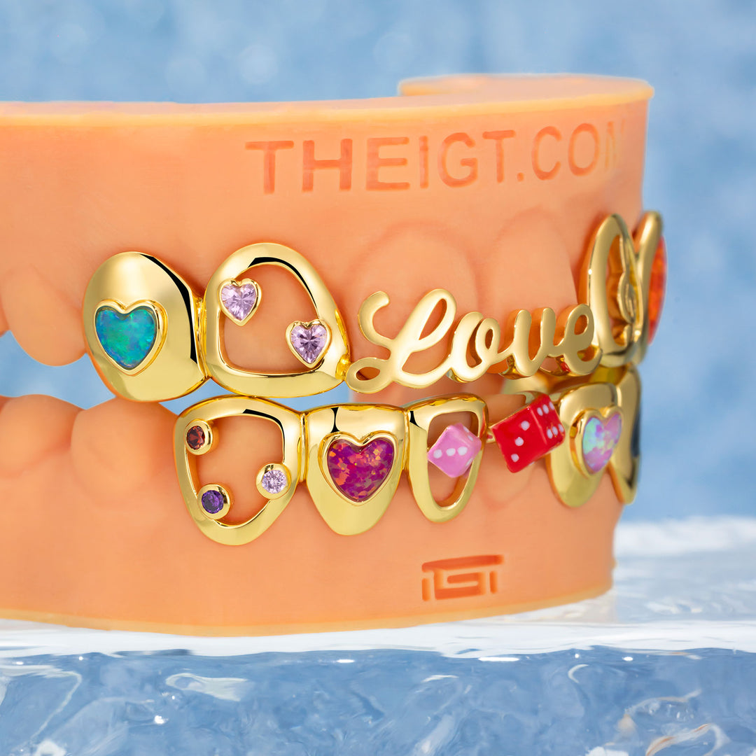 Opal Heart Dice Love Grillz