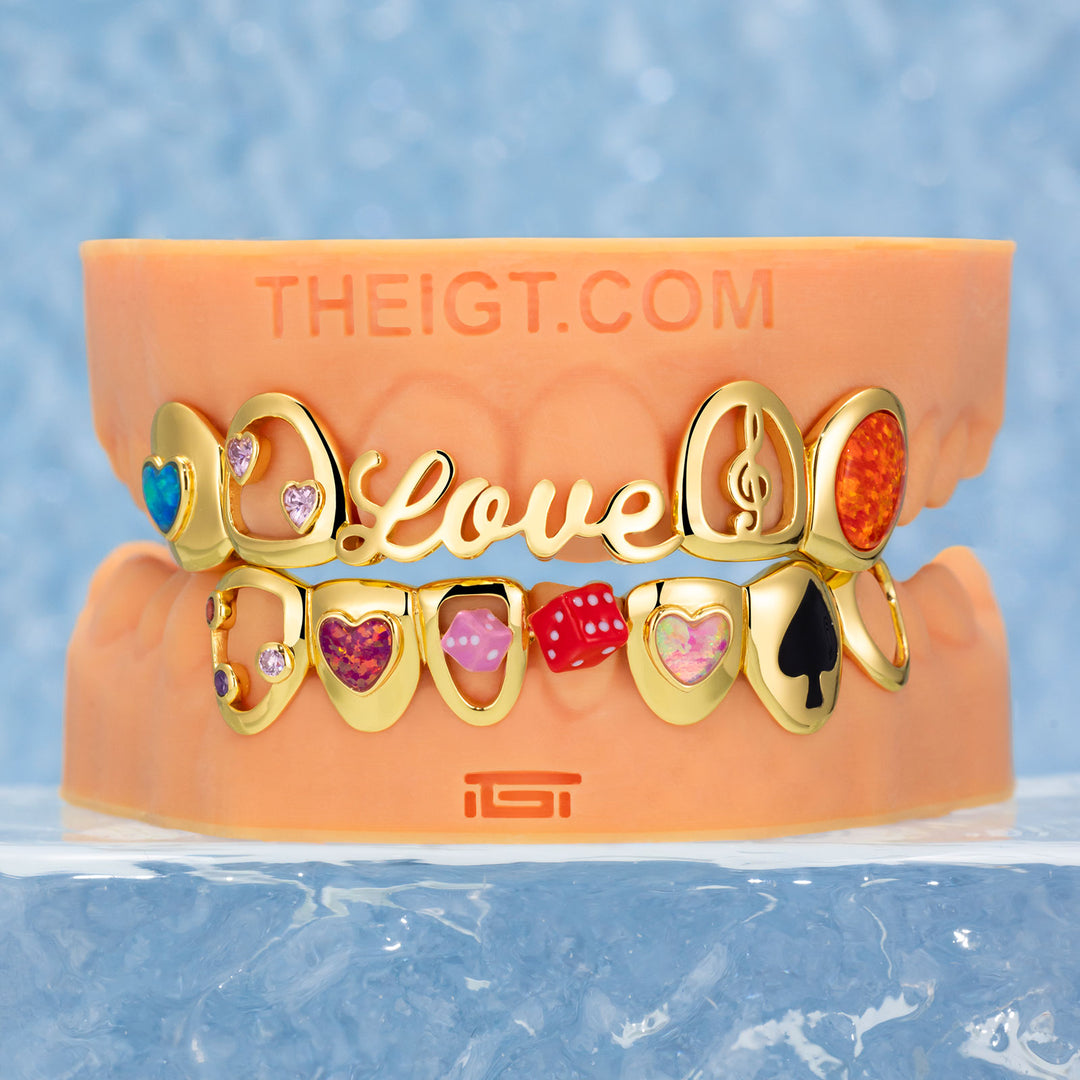 Opal Heart Dice Love Grillz