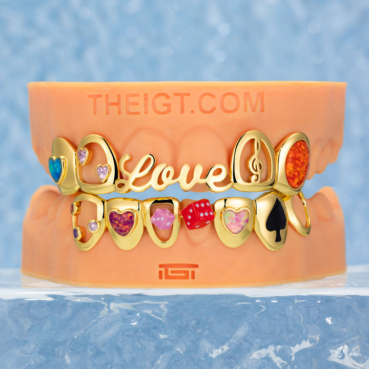 Opal Heart Dice Love Grillz