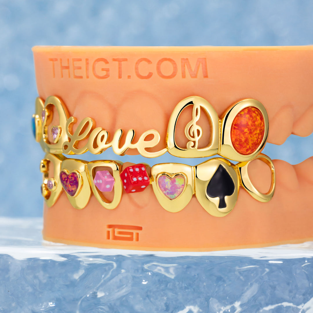 Opal Heart Dice Love Grillz
