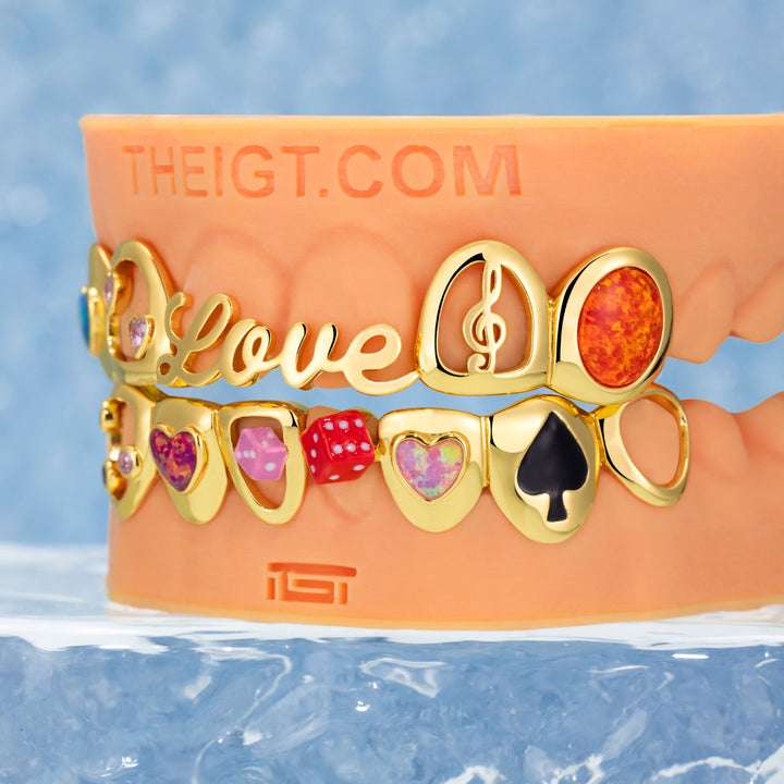 Opal Heart Dice Love Grillz