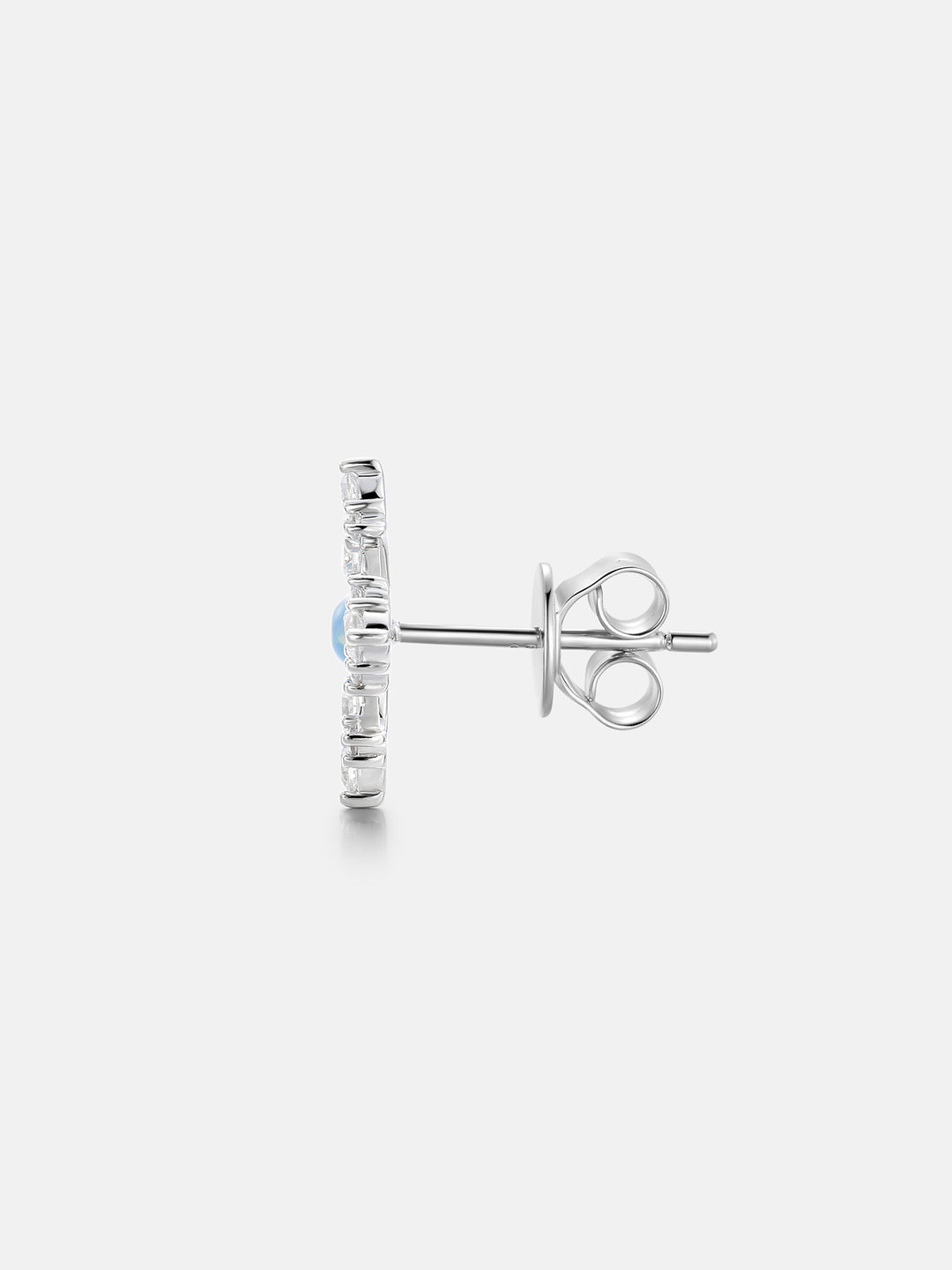 Opal Iced Cross Moissanite Stud Earrings