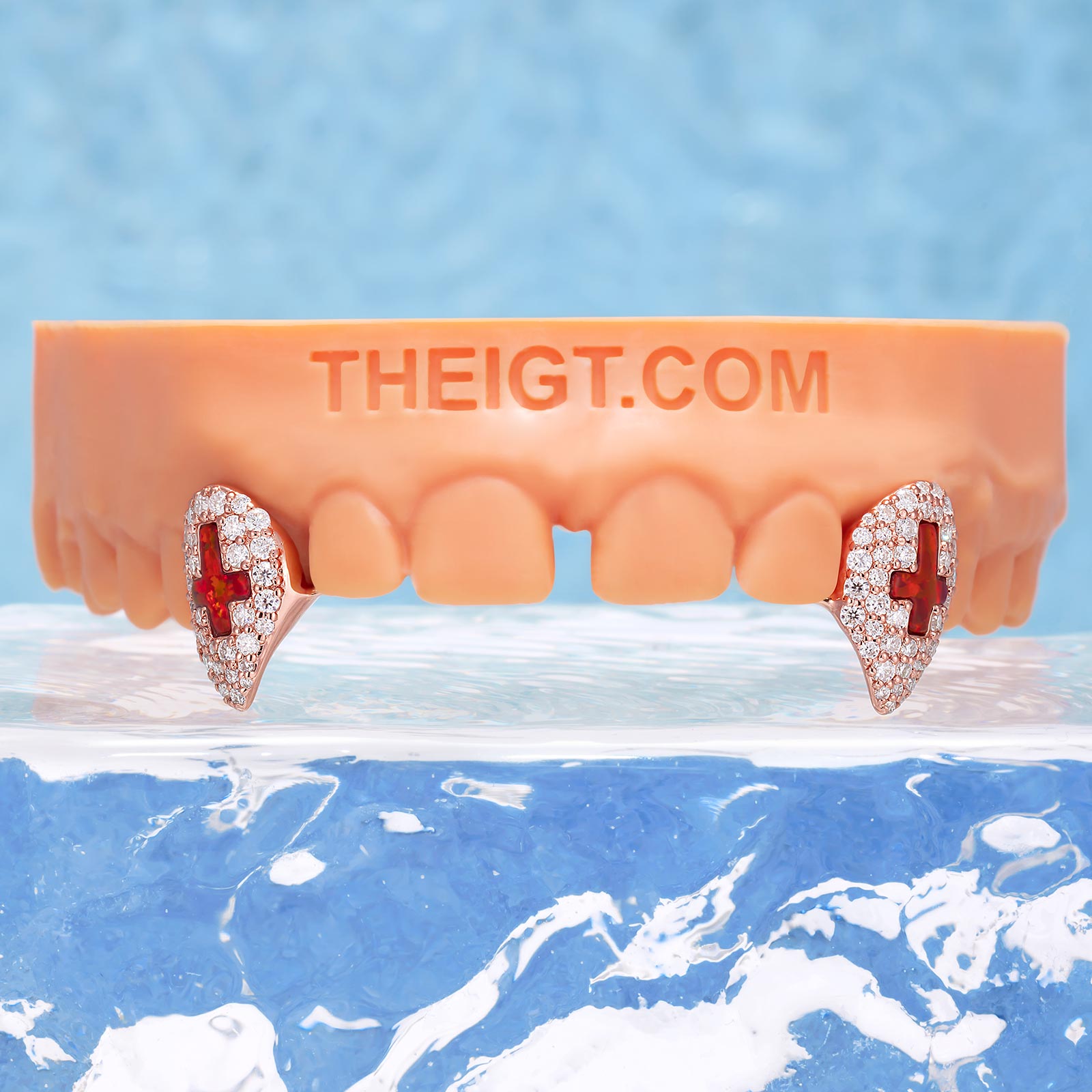 Opal Inverted Cross Tooth Caps - Moissanite Grillz | ICEGIANT