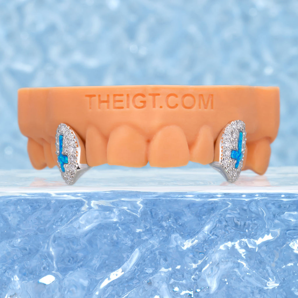 新品レア★缶バッジ付★ヒステリックグラマー 00s キャミソール スカルアップル Opal Inverted Cross Tooth Caps - Moissanite Grillz | ICEGIANT