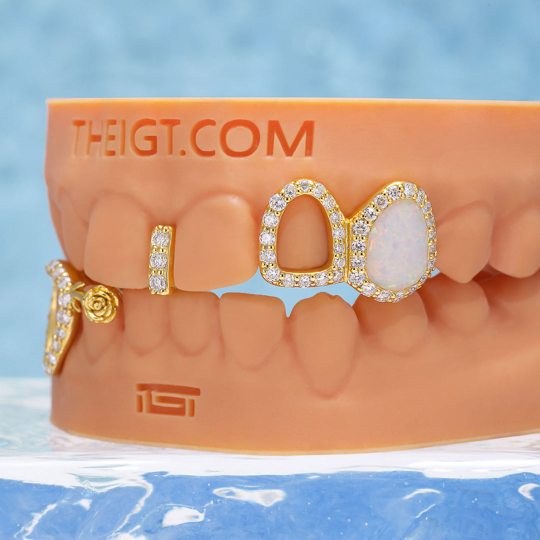 Opal Rose Iced Open-Face Grillz