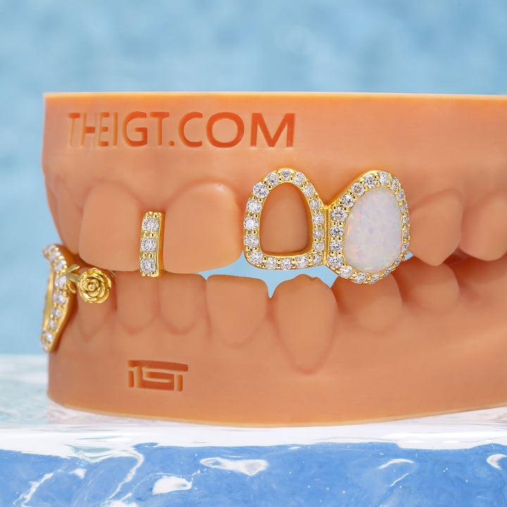 Opal Rose Iced Open-Face Grillz
