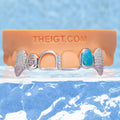 Opal Rose Pink Gem Open Face Bar Grillz - ICEGIANT