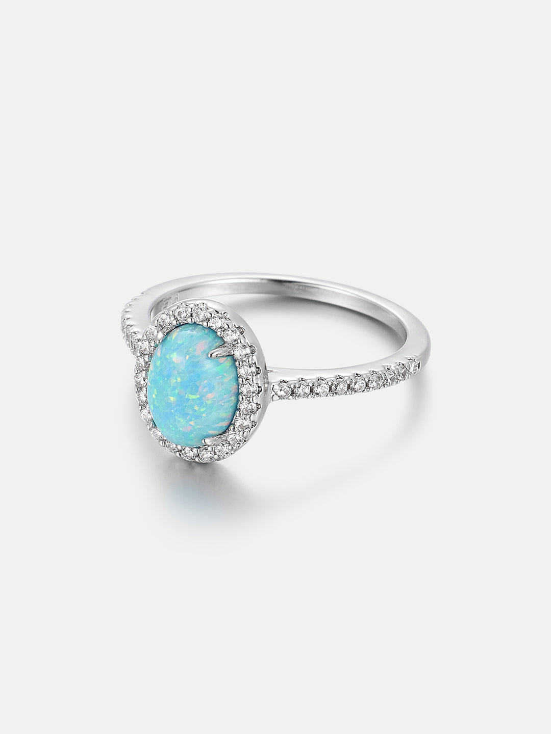 Opal & Moissanite Halo Oval Rings