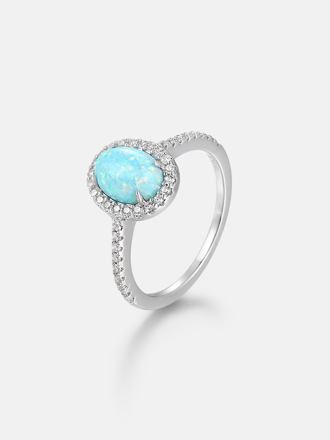 Opal & Moissanite Halo Oval Rings