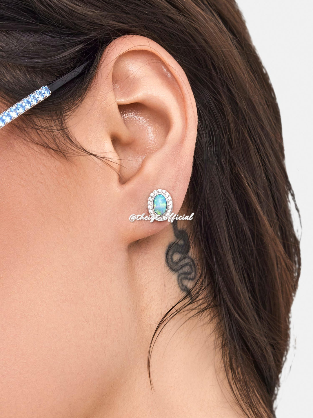 Opal & Moissanite Oval Cluster Stud Earrings